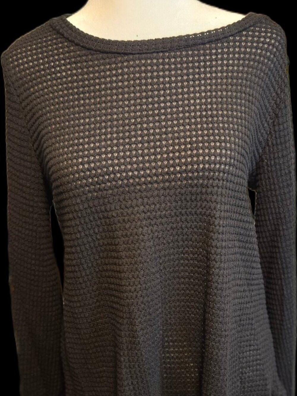 Size S Les Amis Black Open Knit Layering Top